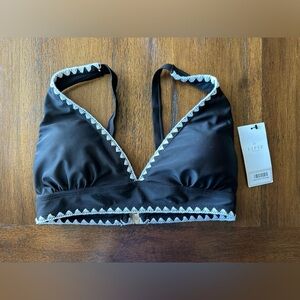 Lipsy Black Whipstitch Wider Apex Bikini Top- size 4